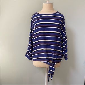 Mossimo Striped Blouse Tie Shirt Top